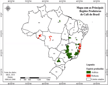 Mapa Com As Principais Regiões Produtores De Café Do Brasil