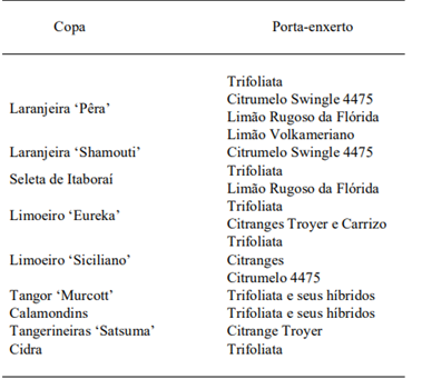 Incompatibilidades Mais Comuns Entre Copas E Porta-Enxertos. (Fonte: Carlos Et Al., 1997)