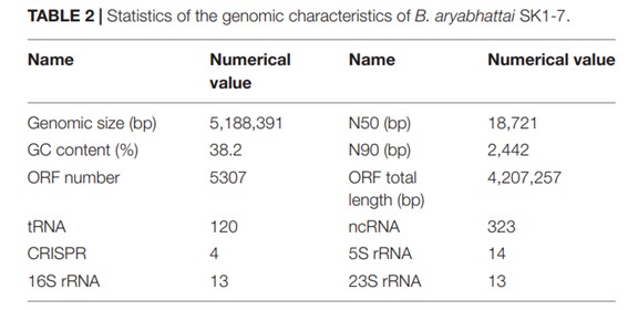 Análise Estatística Das Características Genômicas Do Bacillus Aryabhattai Sk1-7