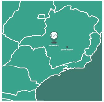 Localização da unidade de produção da Verde Agritech - São Gotardo-MG