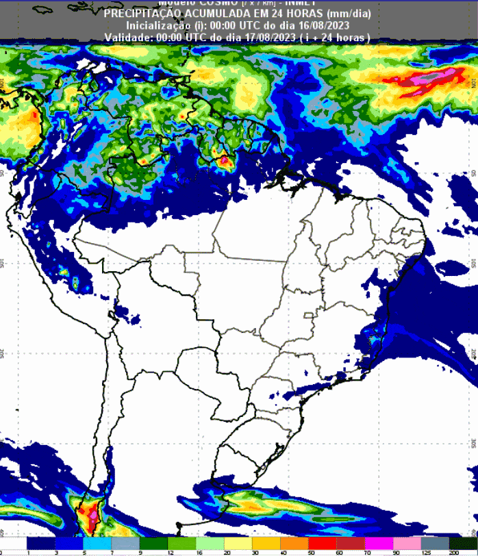 Previsão de precipitação no Brasil para os próximos dias