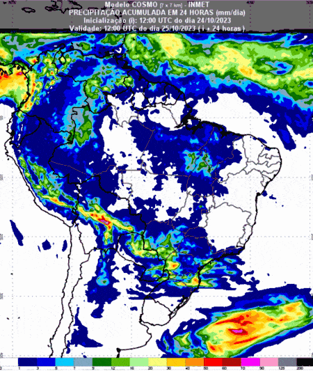 Previsão de chuvas para os próximos dias no Brasil