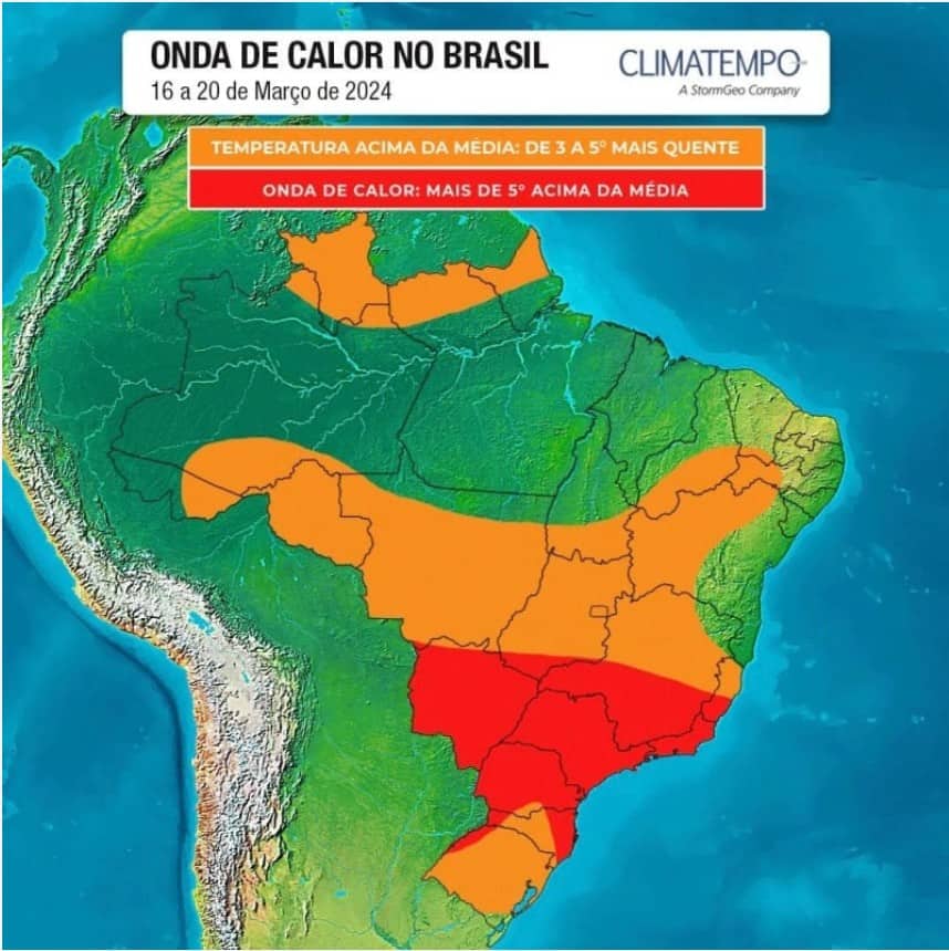 Onda de calor deve atingir boa parte do Brasil